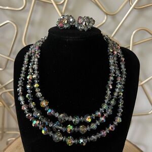 Elegant Multicolor Crystal Necklace and Earring Set